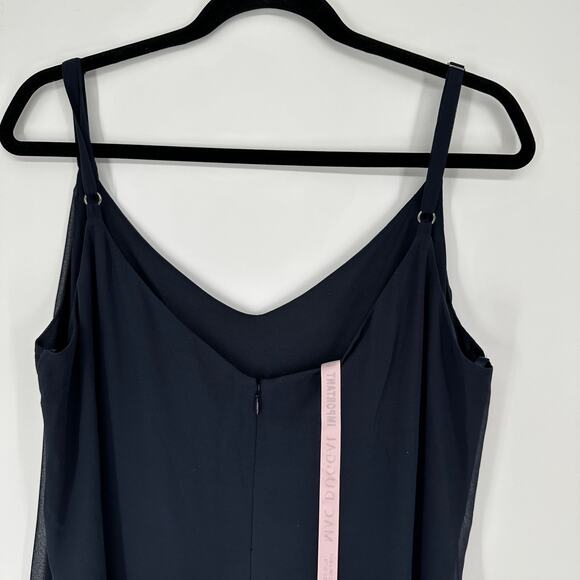Mac Duggal Navy Blue Maxi Chiffon Sleeveless Plus Size Formal Gown Womens 14W - Picture 6 of 11
